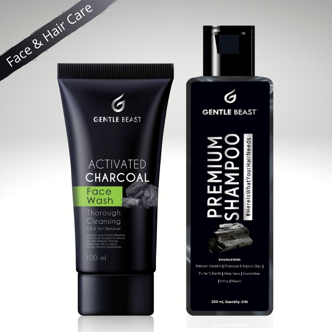 Gentle Beast Face & Hair Care Kit Charcoal Face Wash + Premium Natur