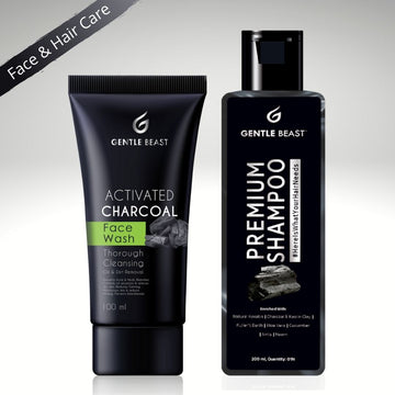 Gentle Beast Face & Hair Care Kit - Charcoal Face Wash + Premium Natural Shampoo