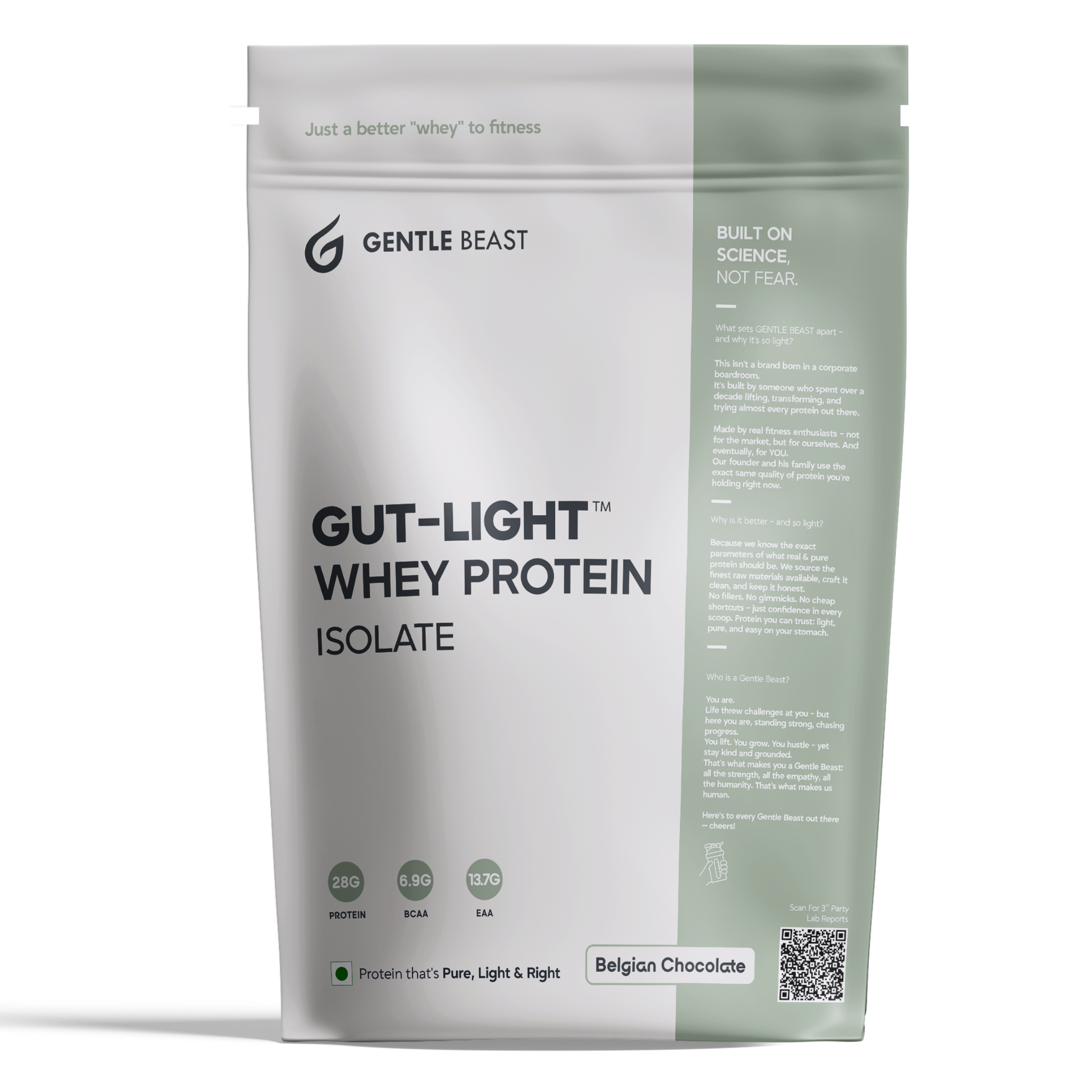 Gut-Light Whey Protein Isolate - Belgian Chocolate | Pure Protein - No Gimmicks