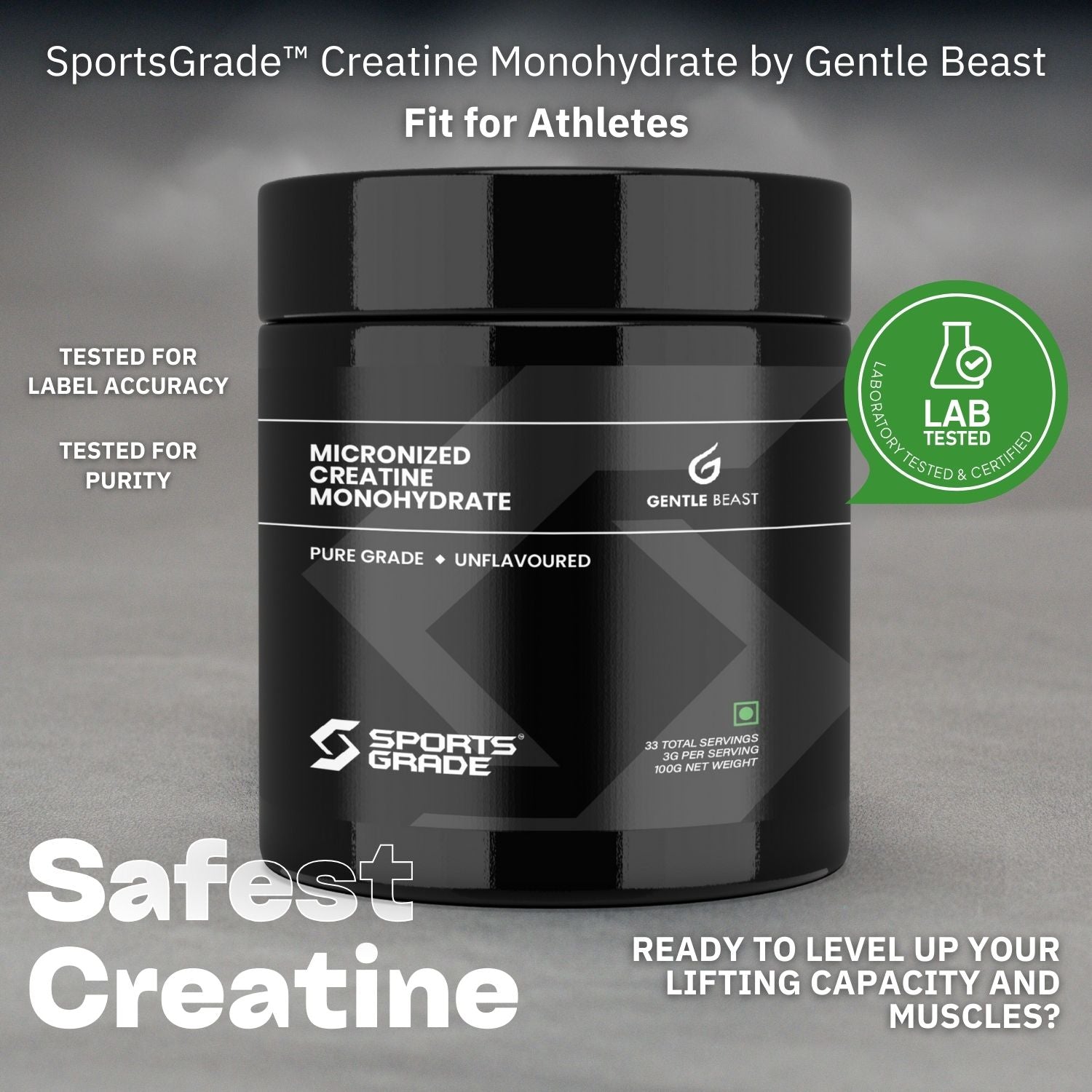 SportsGrade™ Creatine Monohydrate by Gentle Beast - Micronized & 3rd Party Tested