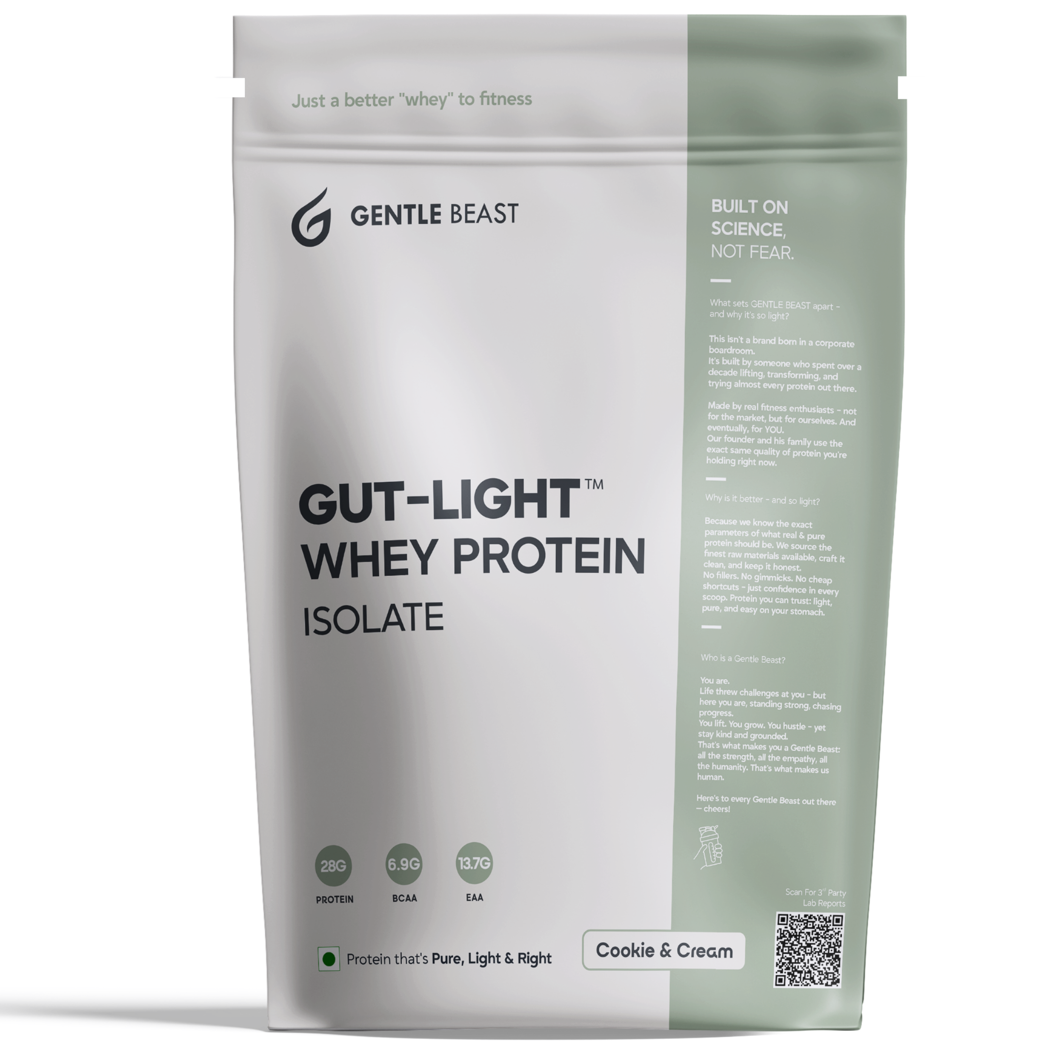 Gut-Light Whey Protein Isolate - Cookies & Cream | Pure Protein - No Gimmicks