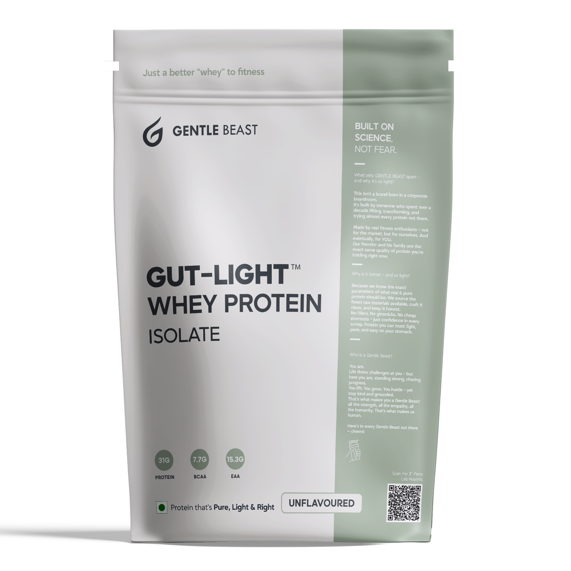 Gut-Light Whey Protein Isolate - Unflavoured | Pure Protein, No Gimmicks