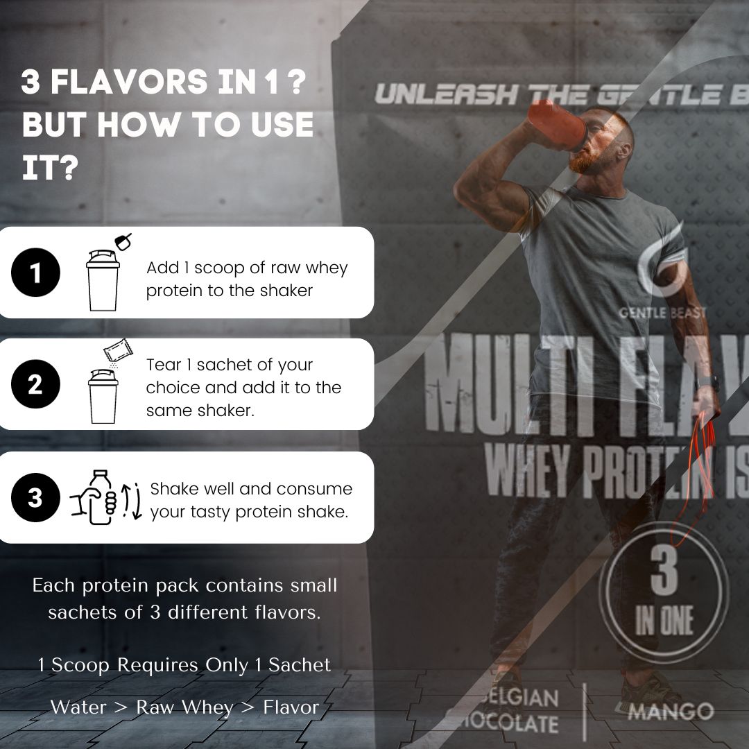 Multi-Flavored 100% Whey Protein | 3-in-1 Flavors | Gluten & Hormone Free Whey - (24g Pure Protein)