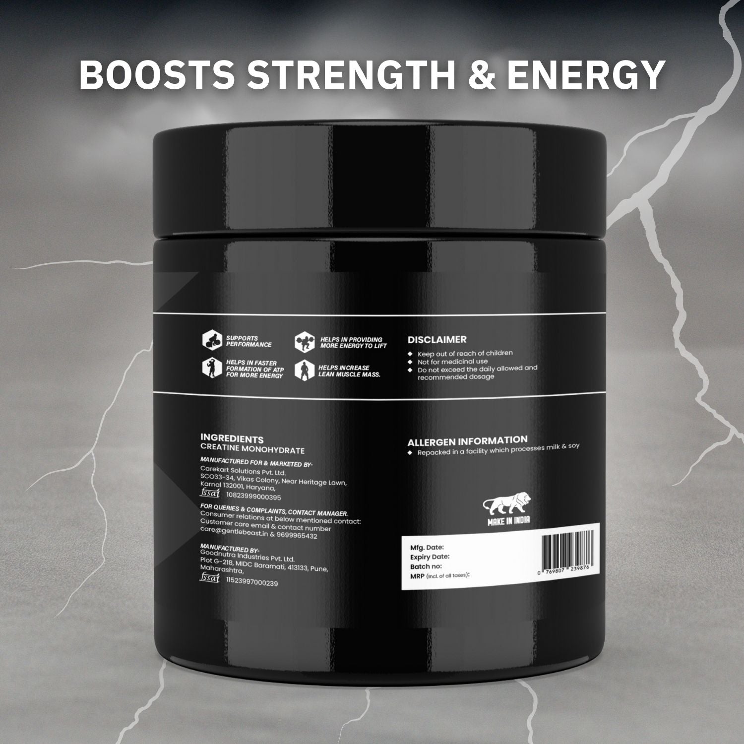 SportsGrade™ Creatine Monohydrate by Gentle Beast - Micronized & 3rd Party Tested