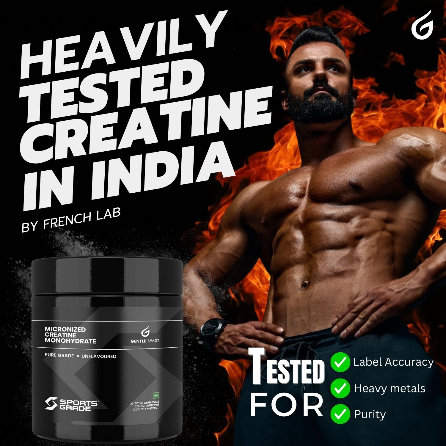 SportsGrade™ Creatine Monohydrate by Gentle Beast - Micronized & 3rd Party Tested