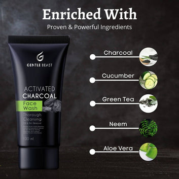Activated Charcoal Face Wash with 5 Natural Ingredients | Premium Series for Men and Women