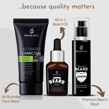 Face & Beard Care Combo Kit | Face Wash, Beard Oil & Beard Shampoo